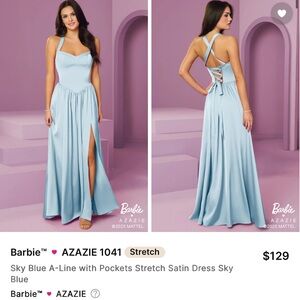 Azazie Light Blue Backless Dress